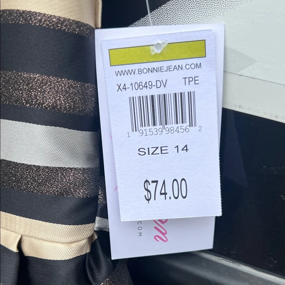 Bonnie Jean Black and Brown Striped Formal Dress - Picture 2 of 3